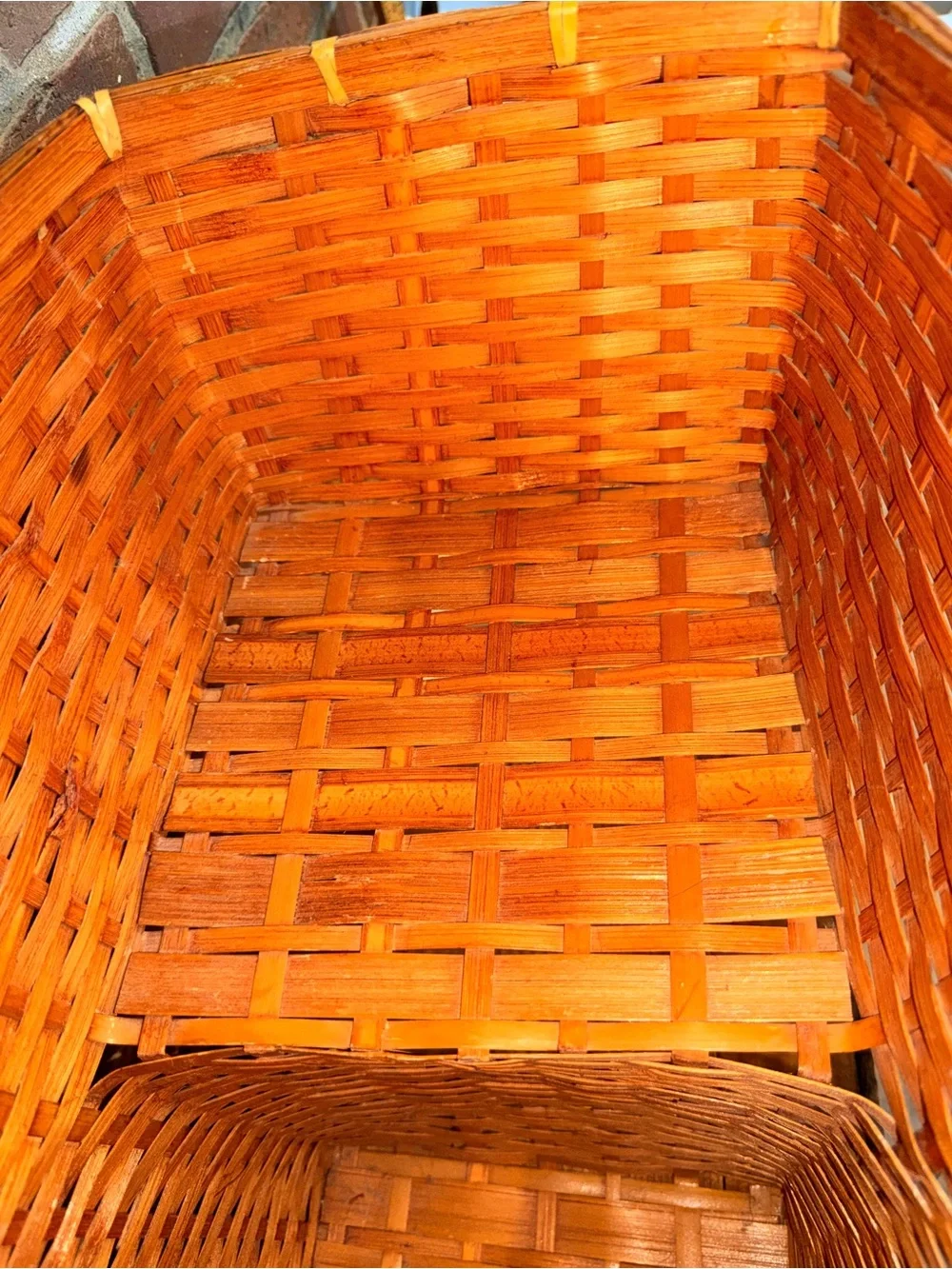 Woven Orange Corner Storage Basket with Handle